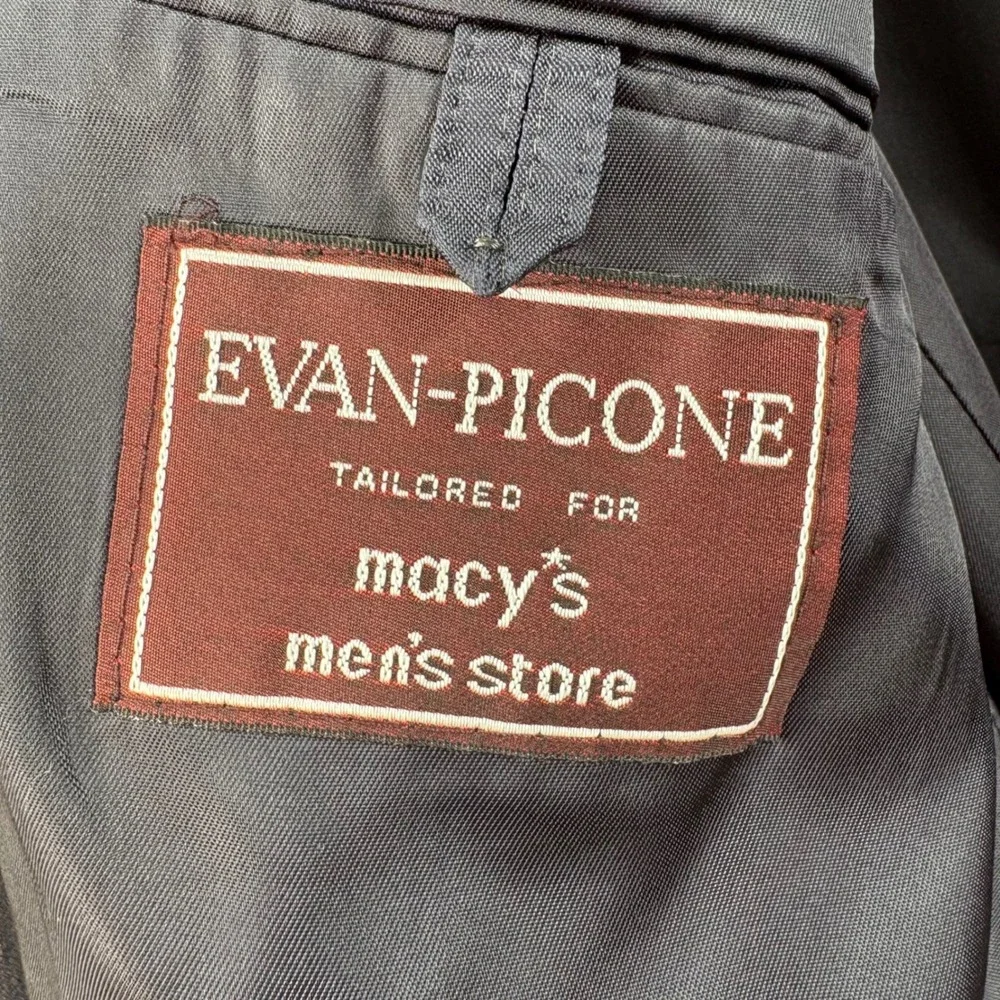 Evan-Picone Mens Navy Blue Pinstripe Pure Wool Blazer Sport Coat 46R Made in USA